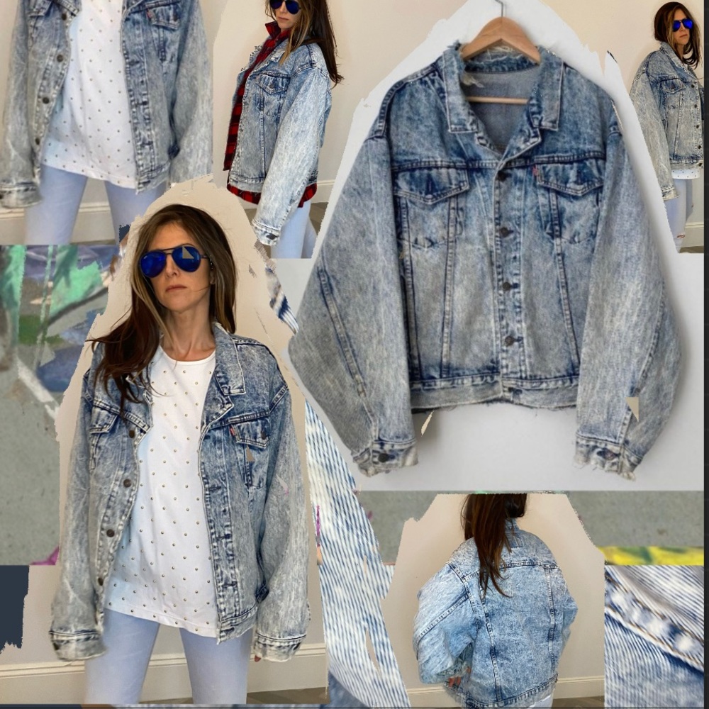 Levi’s Vintage THRASHED Acid Wash Trucker Jacket L
